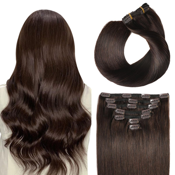 SUYYA Clip in Hair Extensions Real Human HairHair Extensions Clip ins Straight Human Hair Clip ins Double Weft Human Hai
