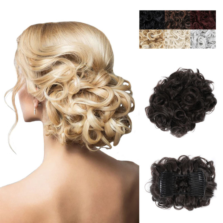 Elaine Combs Messy Bun Hair Piece Curly Dish Hair Buns Extension Thick Chignon Hairpiece Clip in Ponytail Scrunchies Hai