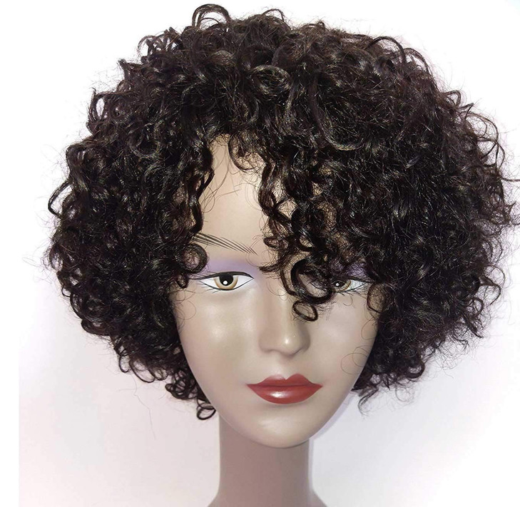 Brazilian Kinky Curly 10 Inch Human Hair Wigs for Black Women Wear and Go Glueless Short Wig with Natural Color 100 Huma