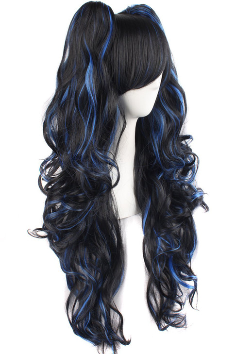 TSNOMORE kawaii wig Lolita wig Blcak Pigtail Wig for Women Synthetic Long Curly Cosplay Wig Halloween Costume Party Cosp