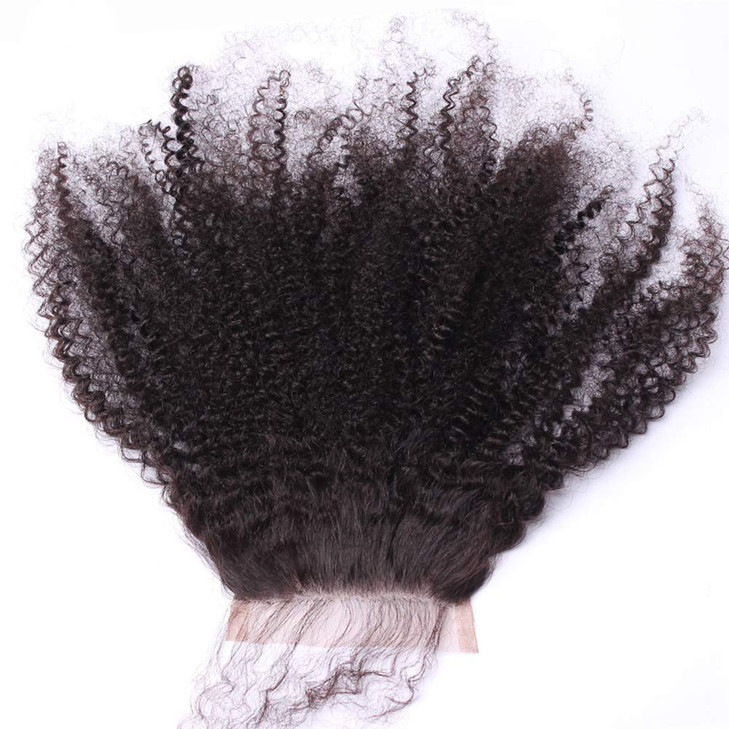 Nicewig 100 Human Hair Lace Closure 4b 4c Afro Kinky Curly Top Lace Closure 4X4 Top Closures Piece with Baby Hair Free P