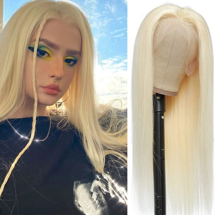 Kalisa 613 Blonde Wig for Women Long Straight Blonde Free Part Wig Natural Hairline Glueless Wig Heat Resistant Fiber Sy
