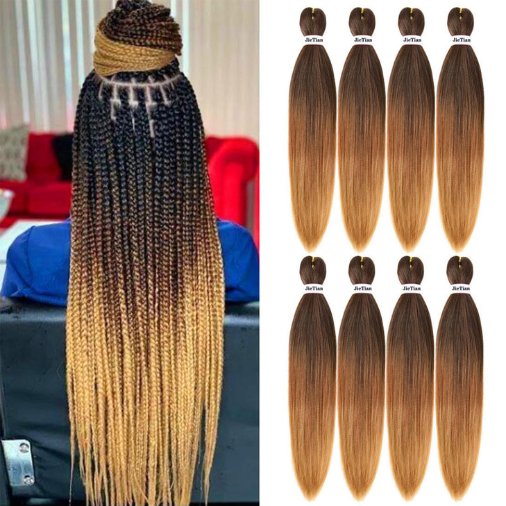 Liang Dian Pre Stretched Braiding Hair Ombre 30 Inch 8 Packs Synthetic Crochet Braids Hot Water Setting Professional Sof