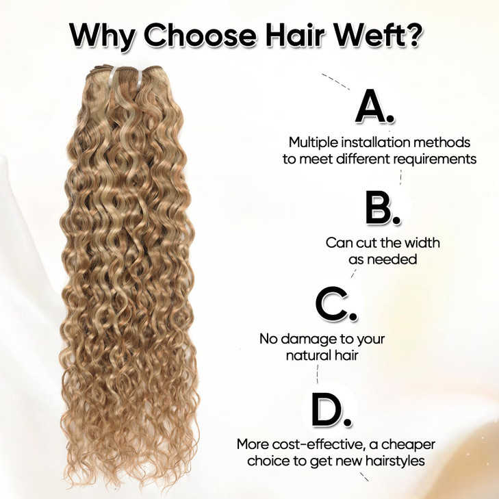 FASHION LINE Brazilian P27613 Water Wave Blonde Human Hair Extensions Unprocessed Human Hair Bundles Weft 1PC 100g Piano