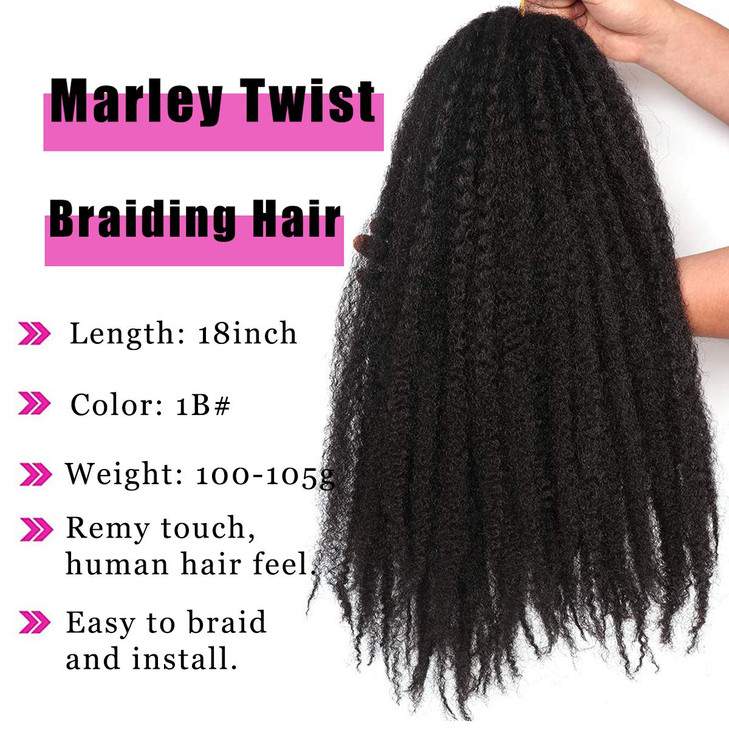 1 Pack 18 Inch Marley Braiding Hair Twists Marley Twist Braids Hair Long Afro Kinky Marley Hair for Butterfly Locs Croch