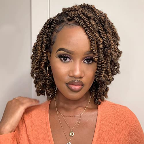 TOYOTRESS Bob Spring Twist Crochet Hair 8 inch 140 strands Ombre Brown Cute Versatile Pretwisted Spring Twists Crochet B
