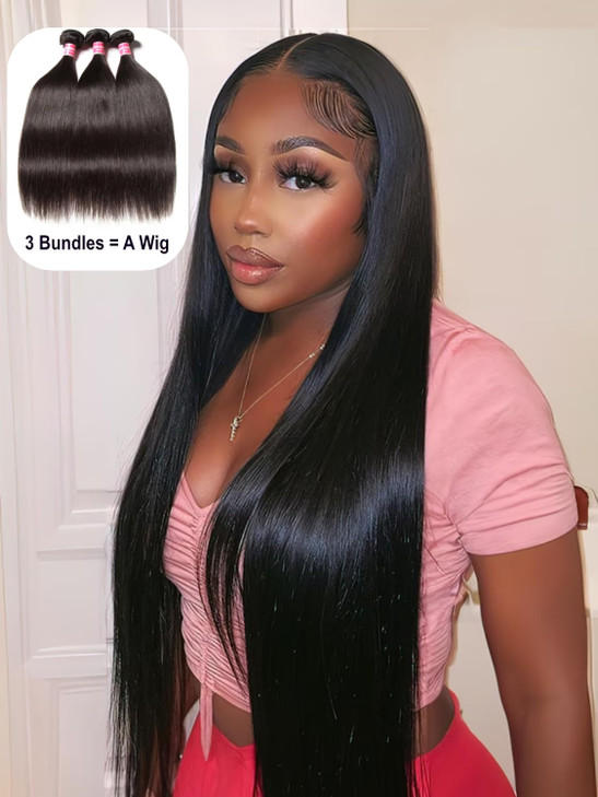 UNice Hair Brazilian Straight Hair 3 Bundles Hair Weft 100 Unprocessed Virgin Human Hair Extensions Weave Natural Color