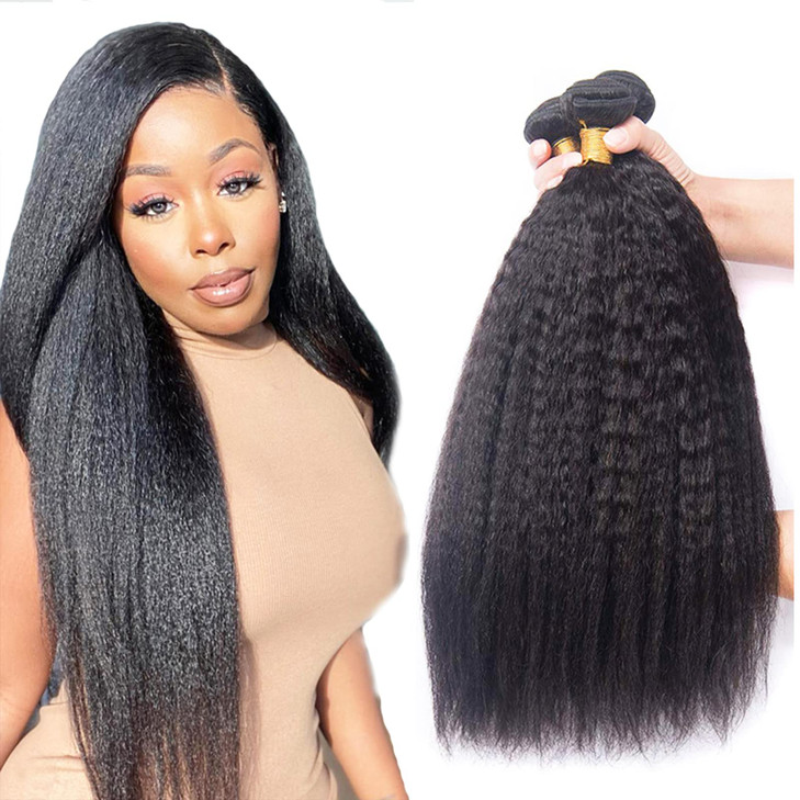 DAIMER Kinky Straight Bundles Human Hair Brazilian Yaki Straight Human Hair 3 Bundles Double Weft Unprocessed Virgin Hum