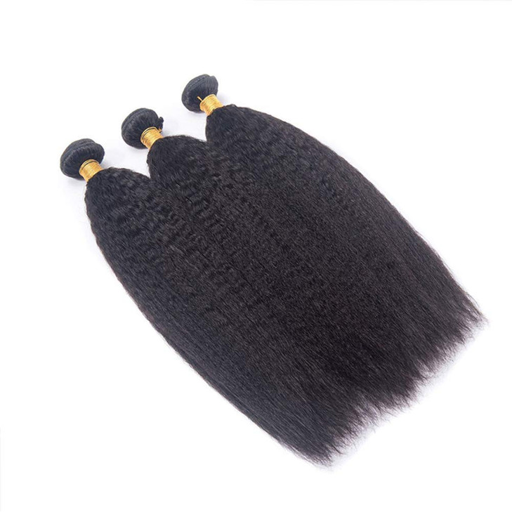 DAIMER Kinky Straight Bundles Human Hair Brazilian Yaki Straight Human Hair 3 Bundles Double Weft Unprocessed Virgin Hum