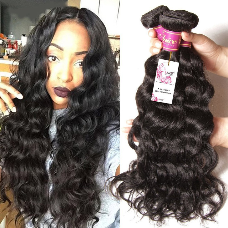 Unice 8a Remy Brazilian Natural Wave Hair 3 Bundles 100 Unprocessed Virgin Human Hair Extensions Weave Natural Color 18