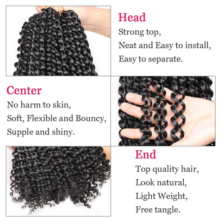 Leeven 18 Inch Passion Twist Crochet Hair 126 Strands Natural Black Water Wave Crochet Hair for Butterfly Locs Passion T