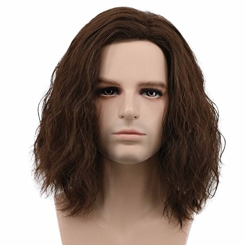 karlery Men Fluffy Short Curly Brown Wig Halloween Cosplay Wig Anime Costume Wig 1