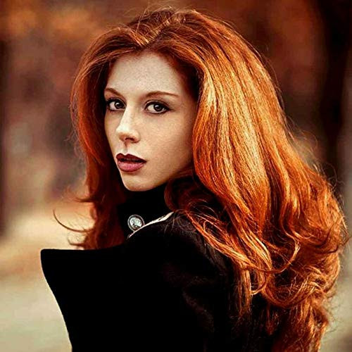 Sylvia 360 Copper Red Soft Lace Front Wig Body Wave Synthetic Wigs Preplucked Free Parting Realistic Hairline Half Hand