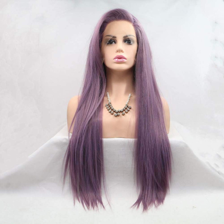 melody wig Mixed Purple Wig Long Silky Straight Wigs For Women Hair Synthetic Lace Front Wigs Heat Resistant Fiber Long
