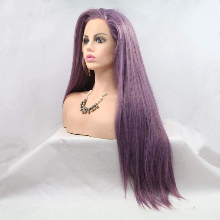 melody wig Mixed Purple Wig Long Silky Straight Wigs For Women Hair Synthetic Lace Front Wigs Heat Resistant Fiber Long