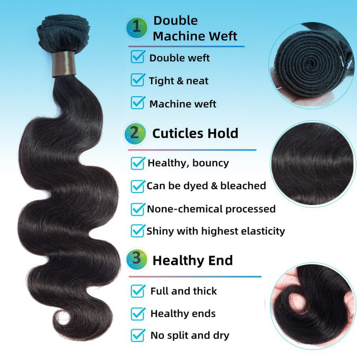 BLACKMOON HAIR Brazilian Virgin Body Wave Human Hair Bundle 20Inch One Bundle Human Hair 100 Unprocessed Brazilian Virgi