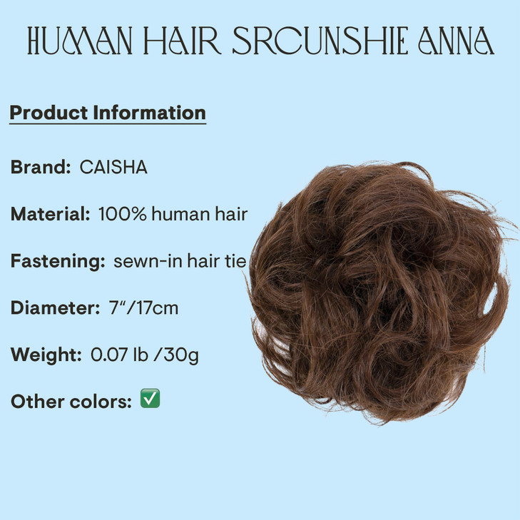 CAISHA 100 HUMAN HAIR Scrunchie Hair Piece Updo Braid Hair Scrunchy Messy Bun Brown H312d