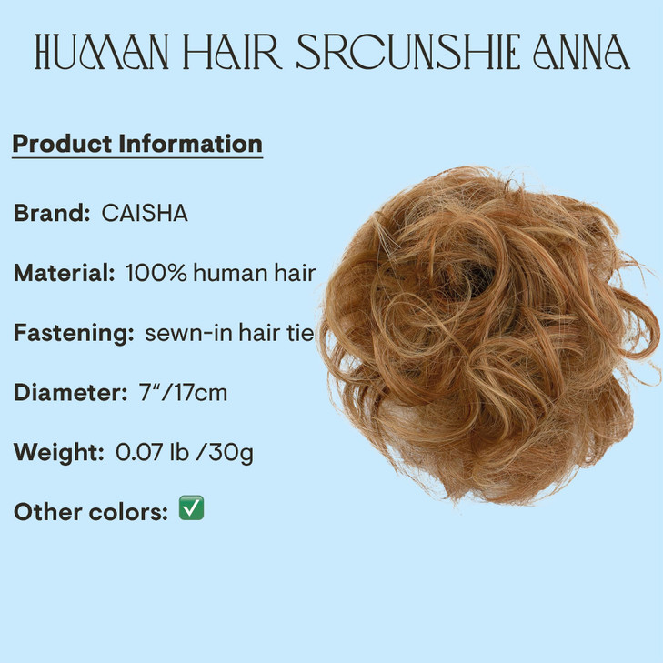 CAISHA 100 HUMAN HAIR Scrunchie Hair Piece Updo Braid Hair Scrunchy Messy Bun Red Blonde Mix H312n