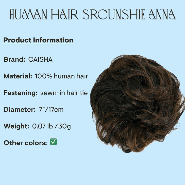 CAISHA 100 HUMAN HAIR Scrunchie Hair Piece Updo Braid Hair Scrunchy Messy Bun Dark Brown Mix H312i