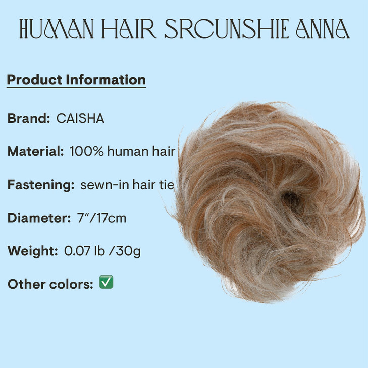 CAISHA 100 HUMAN HAIR Scrunchie Hair Piece Updo Braid Hair Scrunchy Messy Bun Red Blonde Mix H312m