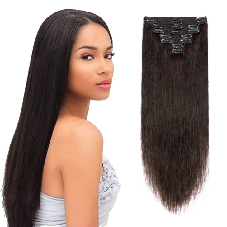 MYLADY 10 inch Double Weft 100 Remy Human Hair Clip in Extensions Grade 7A Quality Full Head Thick Short Soft Silky Stra