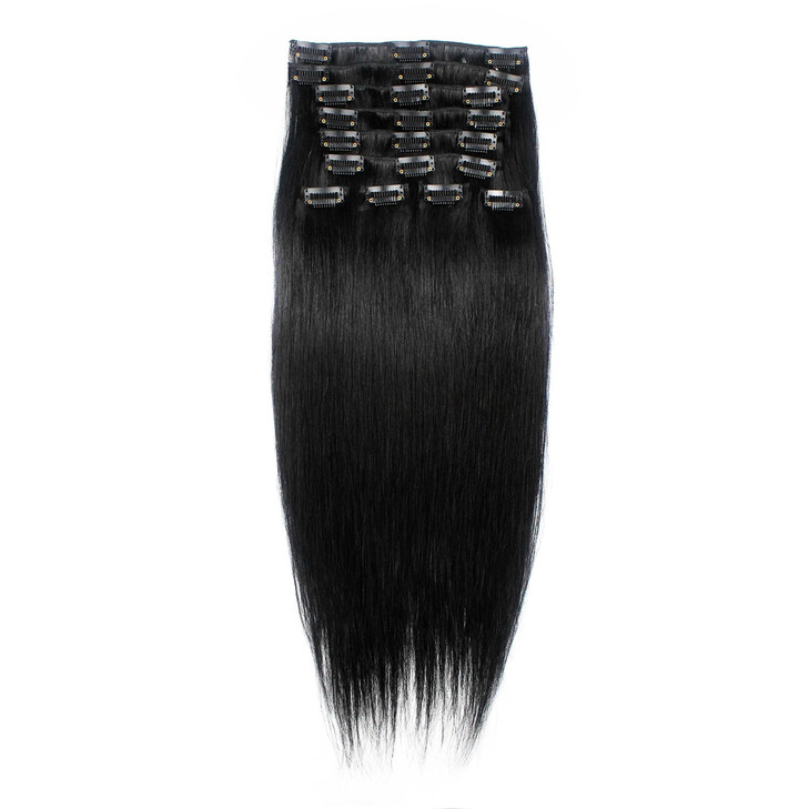 Straight Remy Human Hair Clip in Hair Extension 26 Inches65cm 120g 10pcs Color 1J Jet Black