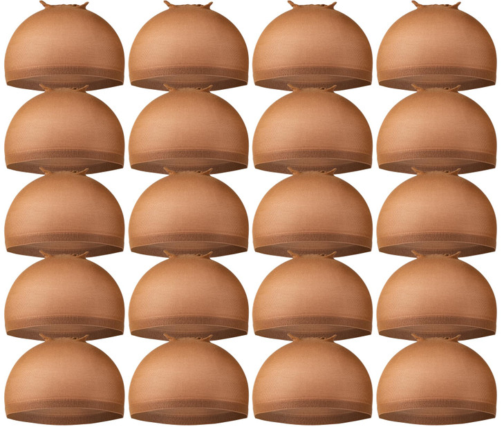 Teenitor Wig Caps 20 Pack Stretchy Nylon Skin Tone Wig Application Caps for Women and Men Brown