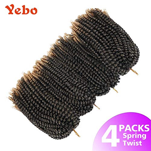 YEBO Spring Twists Hair 12 Inch 4 Packs Ombre Colors Synthetic Braiding Hair Extensions for WomanT2712inch