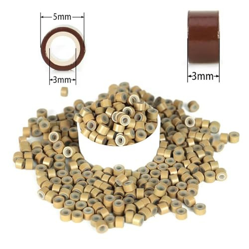 1000 Silicone Micro Link Rings 5mm Lined Beads Deadlocks for Hair Extensions Tool 1000PcsPack of 1 1000Pcs Dark Blonde