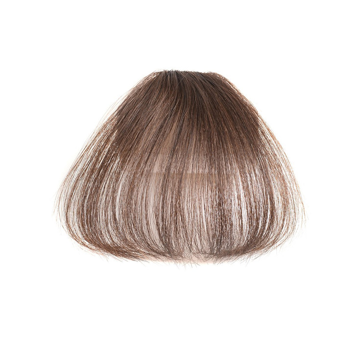 HAIQUAN Fringe Hair Bang Extensions Human Hair Flat Bangs Hand Tied Bang Fashion Clip in Hair Extension Dark Brown
