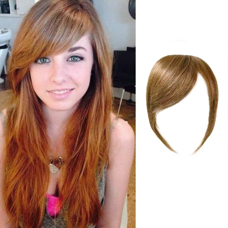 Dsoar Thick Side Bangs Clip in Real Human Hair Bangs Natural Clip On Side Bangs Straight Fringe Hair ExtensionsLight Bro