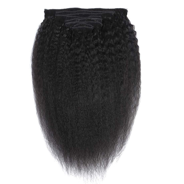 Clip in Hair Extensions Kinky Straight Wavy Hair 100 Unprocessed Human Hair Full Head Yaki Thick End 8 PiecesLot 135g wi