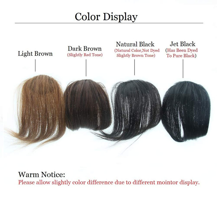 Dsoar Side Bangs Clip in Real Human Hair Bang Natural Clip on Straight Fringe Hair ExtensionsNatural Black Color
