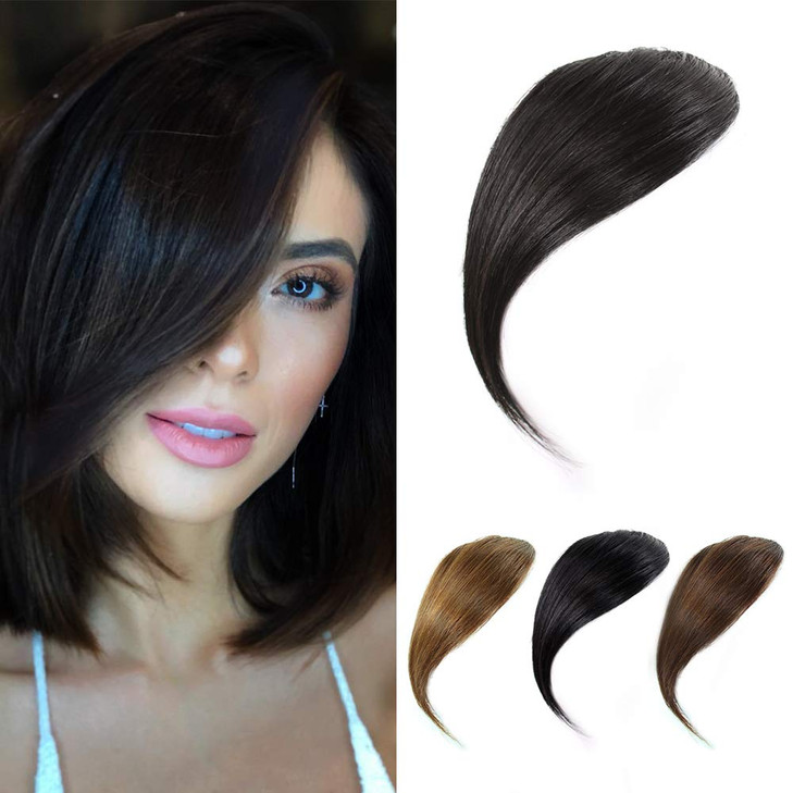 Dsoar Side Bangs Clip in Bangs Real Human Hair Bang Natural Clip on Side Bang Straight Fringe Hair ExtensionNatural Blac