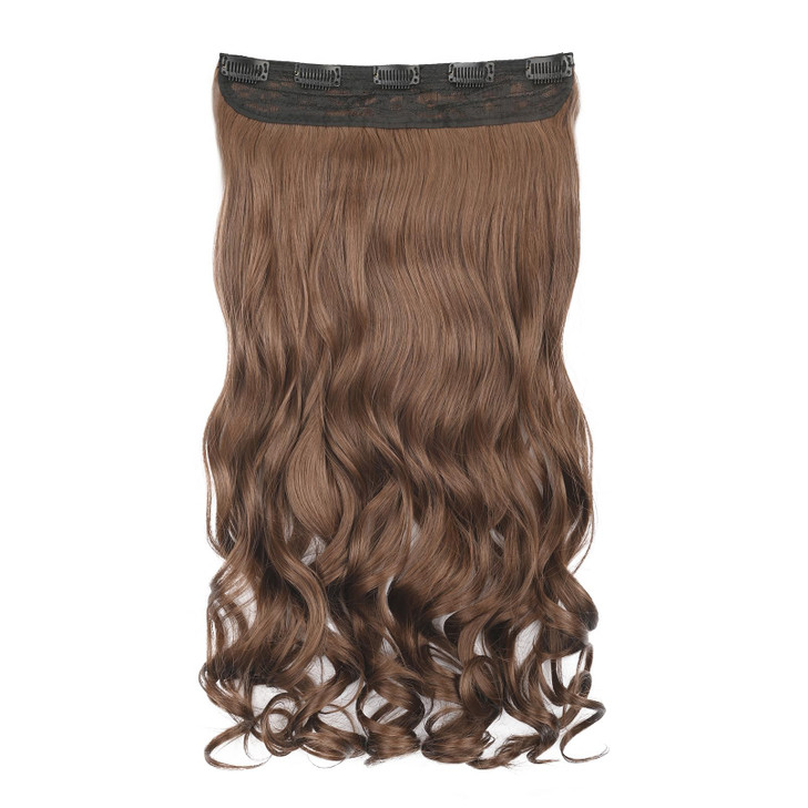 REECHO 20 1Pack 34 Full Head Curly Wave Clips in on Synthetic Hair Extensions HE008 Hairpieces for Women 5 Clips 45 Oz p