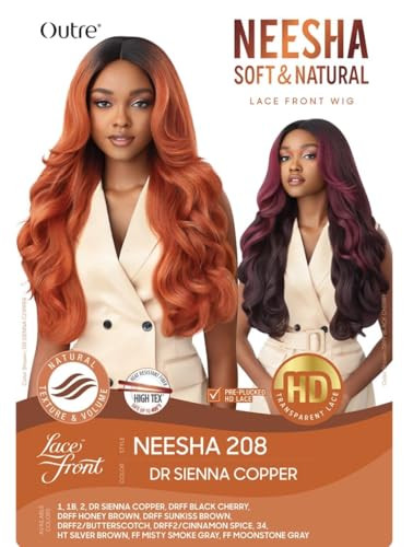 Outre Soft Natural Synthetic Lace Front Wig NEESHA 208 1B Off Black