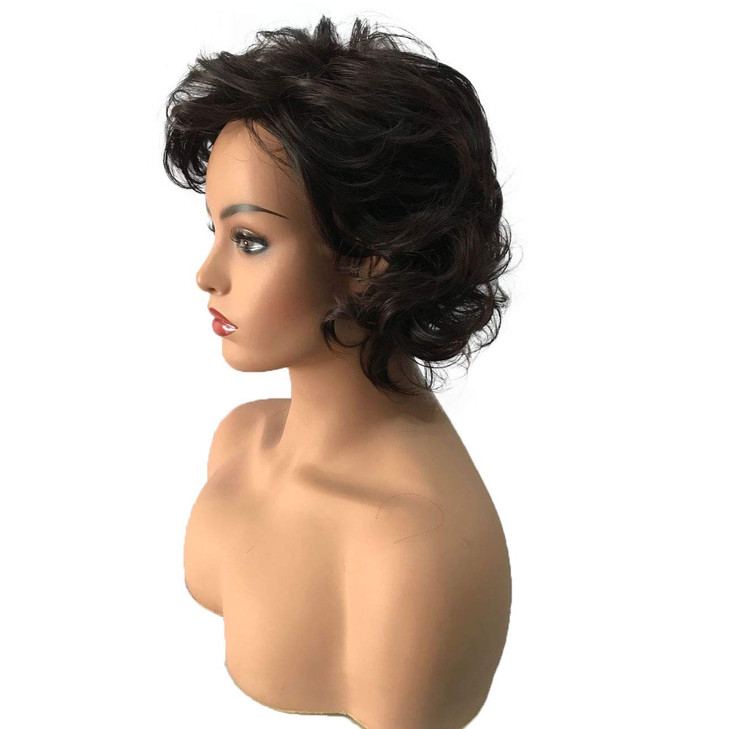 Wiginway Women Wigs Medium Wavy 233 Dark Brown Wigs Synthetic Wig Toupee Remy Hair Wigs Colored 8 Inch