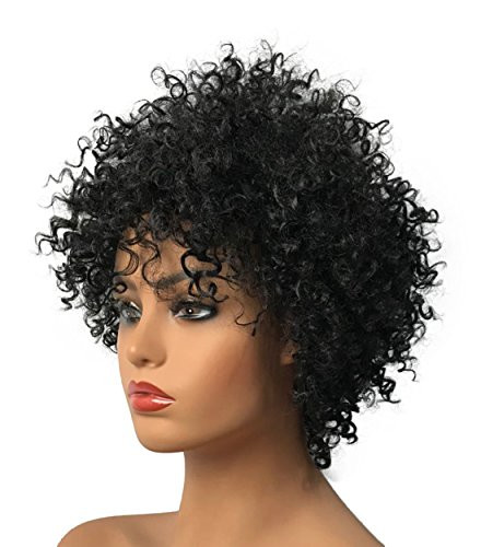 Wiginway Black Short Afro Curly Hair Wigs for Black Women Natural Looking Fashion African American Wigs Synthetic 8 Inch
