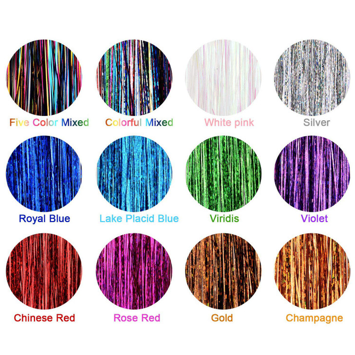 Onwon 12 Colors Hair Tinsel Strands 47 Inches Sparkling Shiny Hair Tinsel Extensions Highlights Glitter Hair Extensions