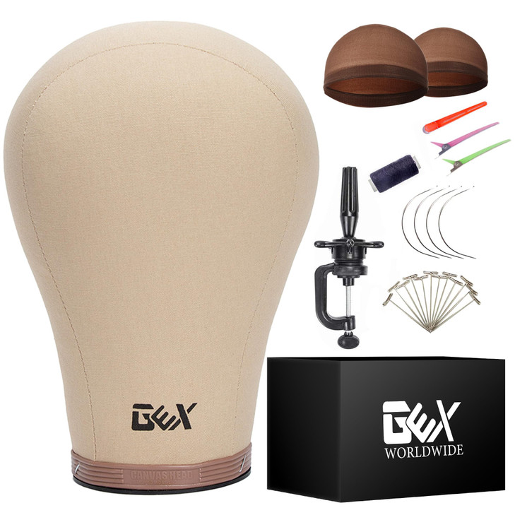 GEX 2024 Cork Canvas Block Head Mannequin Head Wig Display Styling Head With Mount Hole Light Brown 235