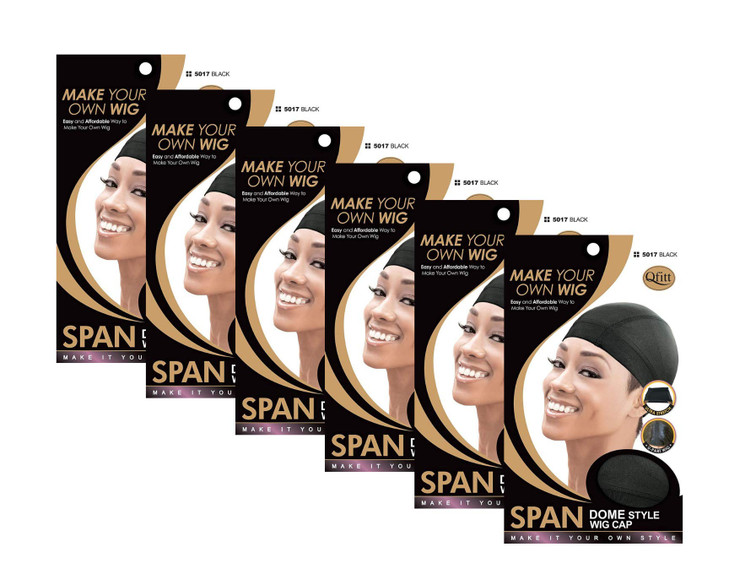 6 Pack Qfitt Spandex Dome Style Ultra Stretch Wig Cap 5017
