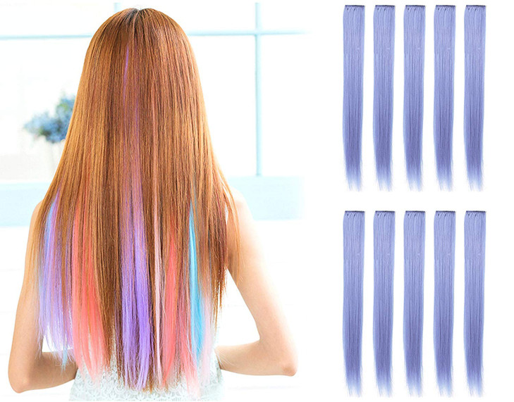 OneDor 23 Inch Colored Party Highlights Straight Hair Clip Extensions HeatResistant Synthetic Hair Extensions in Multipl