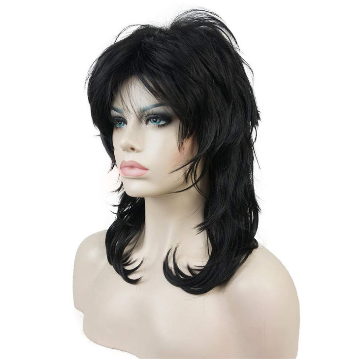 Aimole Shaggy Layered Wig Shoulder Length Womens Wig with Hair Bangs Premium Synthetic Hair Wig for Women Darkest Brown