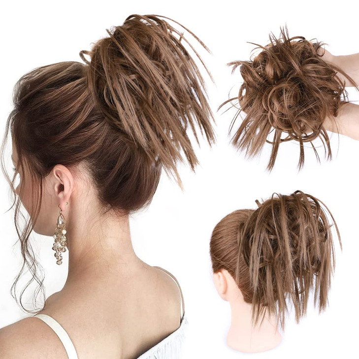 HMD Tousled Updo Messy Bun Hair Piece Hair Extension Ponytail With Elastic Rubber Band Updo Extensions Hairpiece Synthet