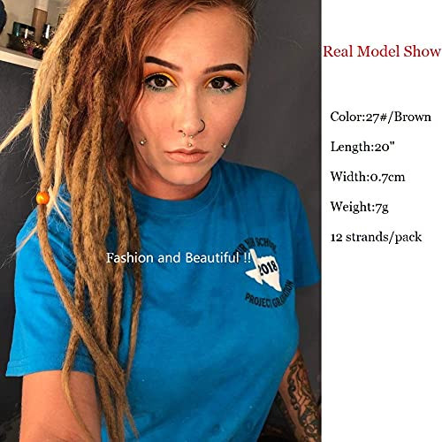 Dsoar Dreadlock Extensions Brown Synthetic Dreads 20 Inch 12 Strands Handmade Dreadlocks Extensions Hippie Crochet Loc E