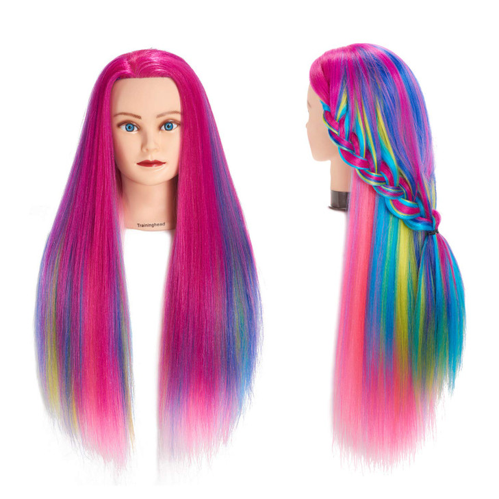 Training Head 2628 Mannequin Head Hair Styling Manikin Cosmetology Doll Head Synthetic Fiber Hair Hairdressing Training
