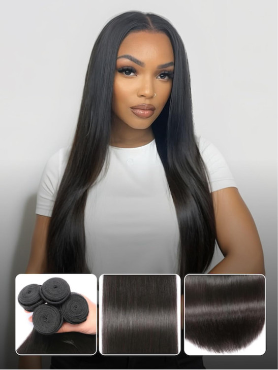 Nadula Hair 12A Brazilian Straight Virgin Human Hair 3 Bundles 100 Unprocessed Virgin Remy Silky Straight Human Hair Wea