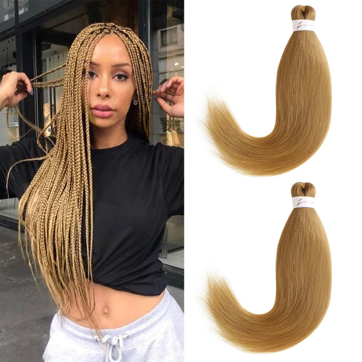 Leeven Pre Stretched Braiding Hair 2 Packs Professional Itch Free Low Temperature Synthetic Fiber Crochet Braids 26 Inch