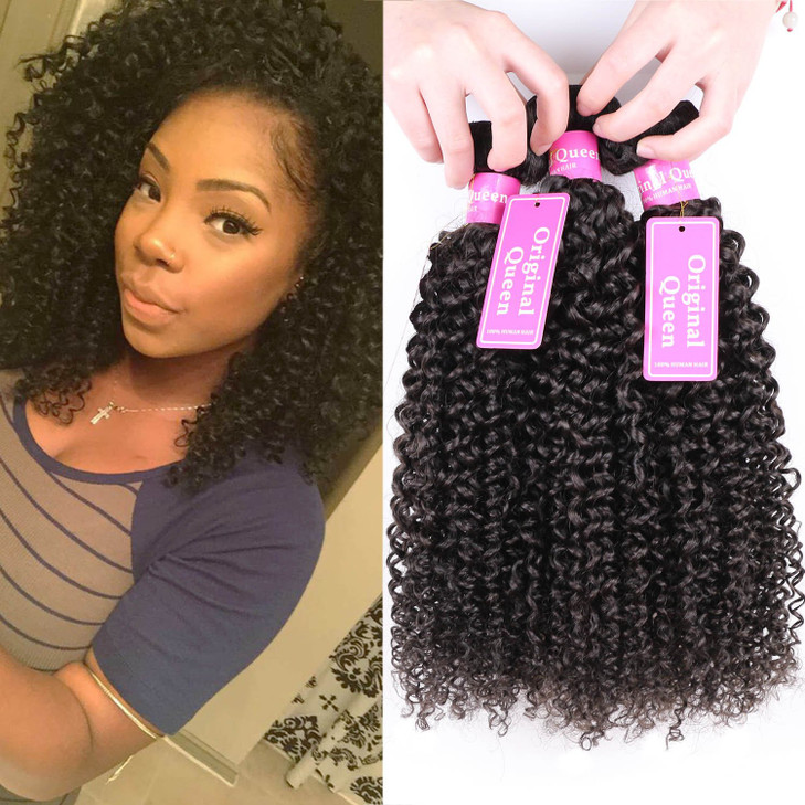 Original Queen 100 Brazilian Unprocessed Virgin Kinky Curly Human Hair Weave 3 Bundles Deep Curly Hair Extensions Mixed