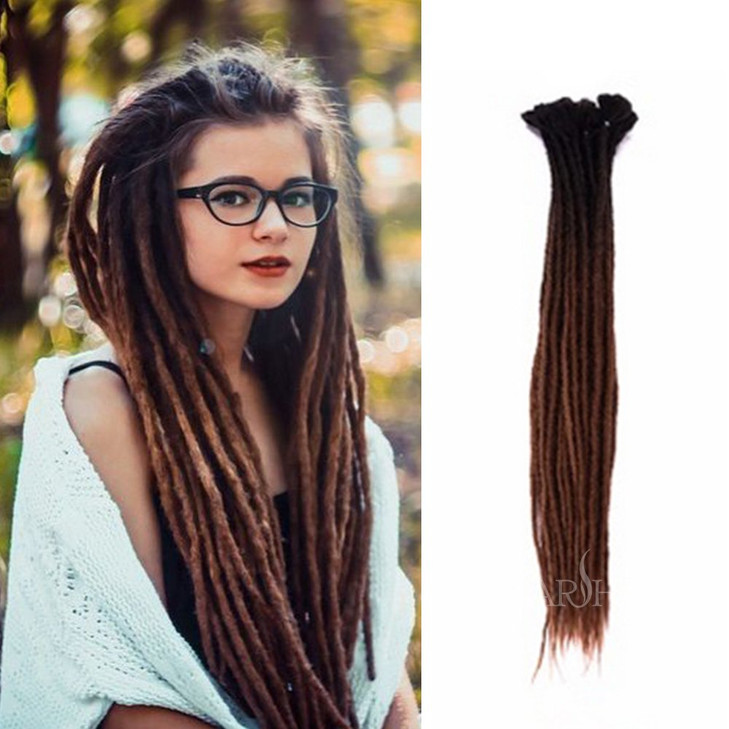 Dsoar 24 Inch Ombre Dreadlock Extensions Handmade Synthetic Dreads 10 PcsPack Crochet Reggae Locs ExtensionsOmbre Black